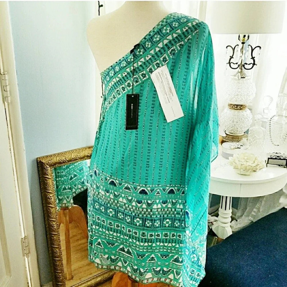 BCBG MaxAzria / One Shoulder Green Dress / Size Small - Picture 2 of 5